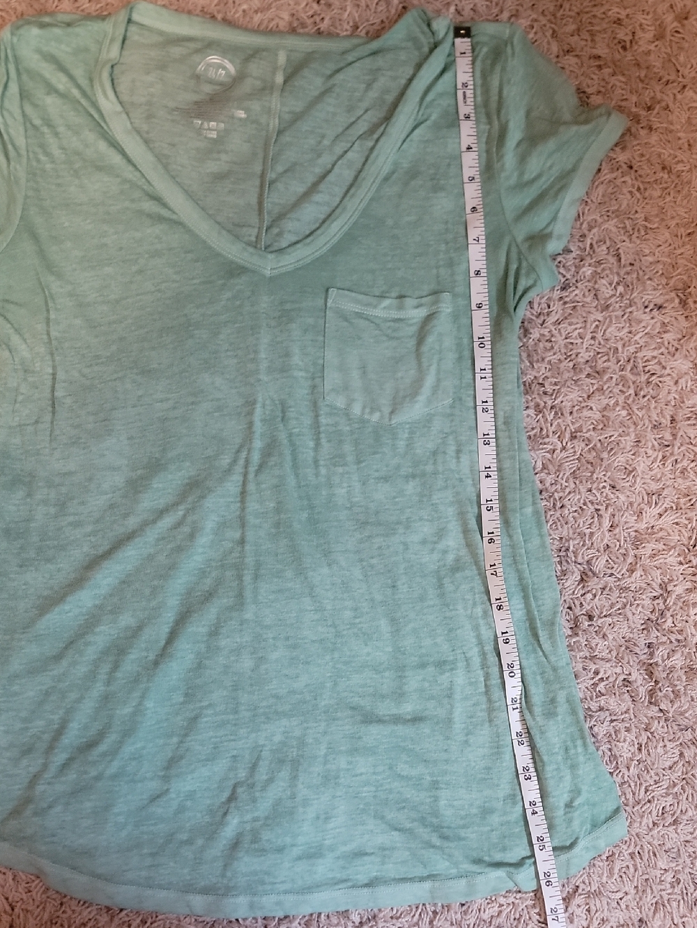 Light Green V-Neck Pocket Tee - Women - Picture 5 of 5